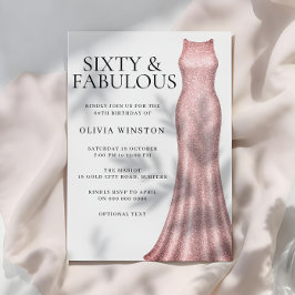 Roos Goud Elegante Jurk Vrouwen 60ste Verjaardagsf Kaart
