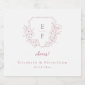 Roos Goud Elegante Kersenbloesem Monogram Crest Bier Etiket (Enkel label)