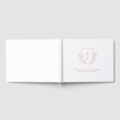 Roos Goud Elegante Kersenbloesem Monogram Crest Gastenboek (Volledig)