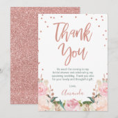 Roos Goud en Bloemen Vrijgezellenfeest Dank u kaar Kaart (Voorkant / Achterkant)