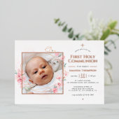 Roos goud en bloesse geometrische bloemen Heilige  Folie Uitnodiging (Staand Voorkant)