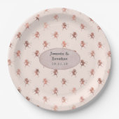 Roos Goud en Blush Folie  Eenhoorn Bruiloft Papieren Bordje (Voorkant)