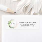 Roos Goud en Blush Groen Bruiloft Monogram Etiket (Insitu)