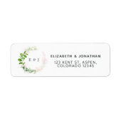 Roos Goud en Blush Groen Bruiloft Monogram Etiket (Voorkant)
