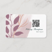 Roos Goud en Blush Roze Abstracte QR Code Visitekaartje (Voorkant)