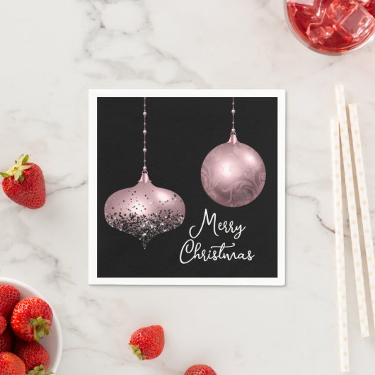 Roos Goud en Blush Roze Kerstballen Servet (Insitu)
