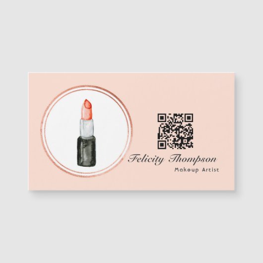 Roos Goud en Blush Roze Make-up Artiest QR Code (Voorkant)