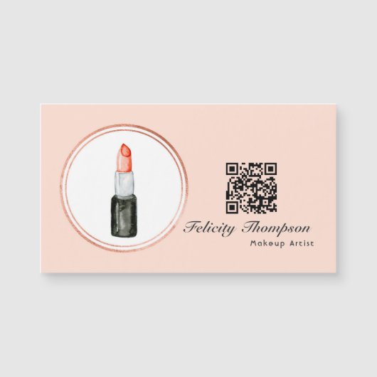 Roos Goud en Blush Roze Make-up Artiest QR Code (Voorkant)