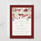 Roos Goud en Bourgogne Floral Vrijgezellenfeest Kaart (Voorkant)