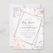 Roos goud en deegwaren Paars geometrisch Baby show Kaart (Voorkant)