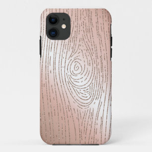 Roos goud en glitter faux bois telefooncel iPhone 11 hoesje