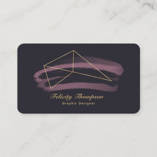 Roos Goud en Gouden Borstelstreken QR Code Visitekaartje (Voorkant)