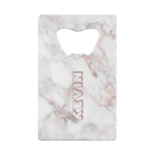 Roos-goud en grijze faux-marmer creditkaart flessenopener (Achterkant)