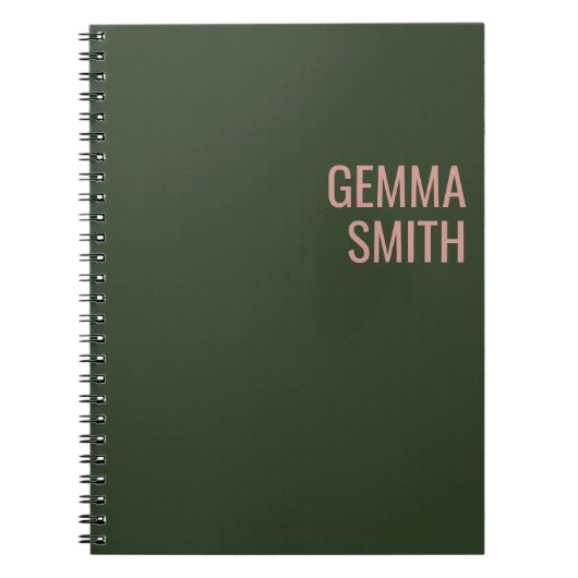 roos goud en groen gepersonaliseerd monogram notitieboek (Voorkant)