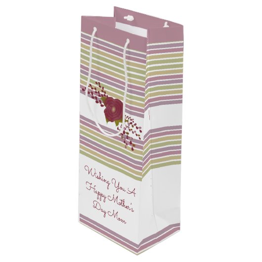 Roos goud en groen wijn cadeautas (Voorkant Gekanteld)