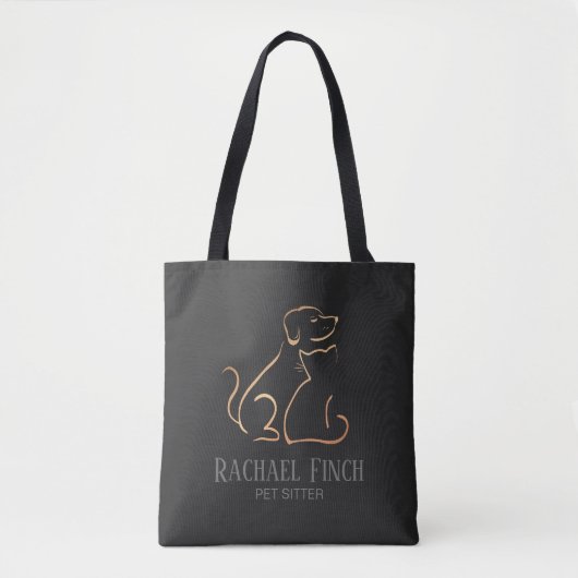 Roos goud en houtskool Modern Minimalist Pet Logo Tote Bag (Voorkant)
