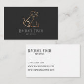 Roos goud en houtskool Modern Minimalist Pet Logo Visitekaartje (Voorkant / Achterkant)