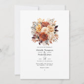 Roos Goud en Roos Bruin Bloemen Bruiloft Kaart (Voorkant)