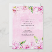 Roos Goud en Roze Bloemen Bruidsmeisjes Luncheon Kaart (Voorkant)