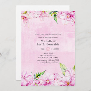 Roos Goud en Roze Bloemen Bruidsmeisjes Luncheon Kaart