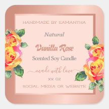 Roos Goud en Roze Bloemen Product Verpakkingslabel