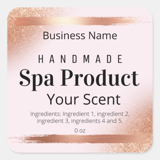 Roos Goud en Roze Body Scrub Zeep Bath Bomb Label (Voorkant)