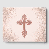 Roos Goud en Roze Foto Meisje Doop Gastenboek (Achterkant)