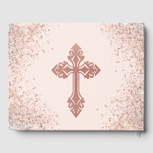 Roos Goud en Roze Foto Meisje Doop Gastenboek (Achterkant)