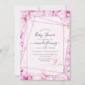 Roos Goud en Roze Magnolia Geometrisch Baby shower Kaart (Voorkant)