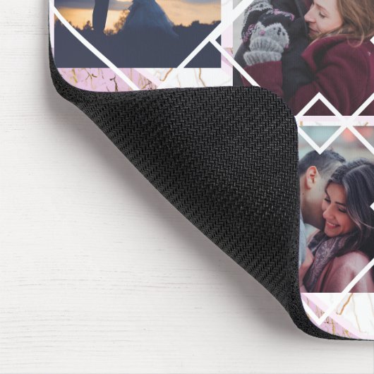 Roos goud en roze marmer Aangepaste naam Muismat (Hoek)