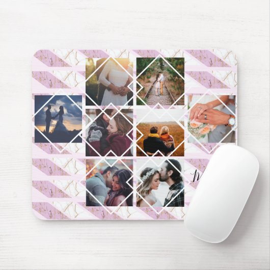 Roos goud en roze marmer Aangepaste naam Muismat (Met muis)