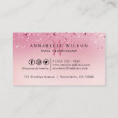 Roos Goud en roze nagels - reservemonogram Visitekaartje (Achterkant)