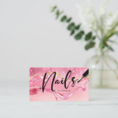 Roos Goud en roze nagels - reservemonogram Visitekaartje (Staand voorkant)