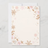 Roos goud en roze winterslaap Baby shower sneeuwvl Kaart (Achterkant)