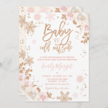 Roos goud en roze winterslaap Baby shower sneeuwvl