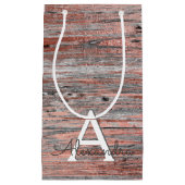 Roos Goud en Rustiek Hout Monogram & Initiaal Klein Cadeauzakje (Voorkant)