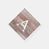 Roos Goud en Rustiek Hout Monogram Verjaardag Servet (Hoek)