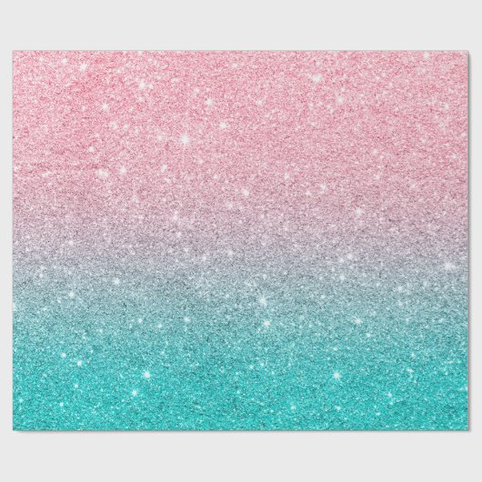 Roos-goud en turkooisegelaar textuur ombre cadeaupapier (Vlak)