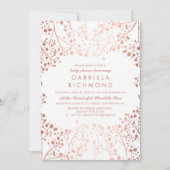 Roos Goud en Wit Bloemen Wit Baby shower Kaart (Voorkant)