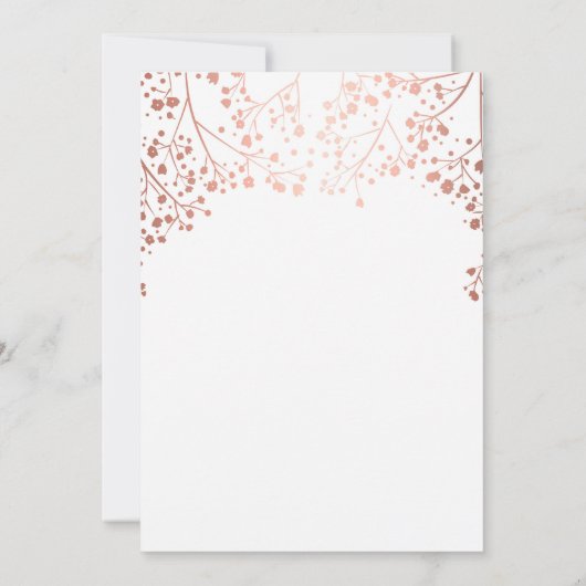 Roos Goud en Wit Bloemen Wit Baby shower Kaart (Achterkant)