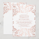 Roos Goud en Wit Bloemen Wit Baby shower Kaart (Voorkant / Achterkant)