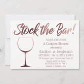 Roos Goud en Wit Voorraad de Bar Couples Shower Kaart (Voorkant)