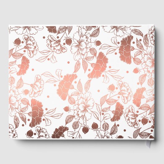 Roos Goud en Witte Bloemenkrans Elegante bruiloft Gastenboek (Achterkant)