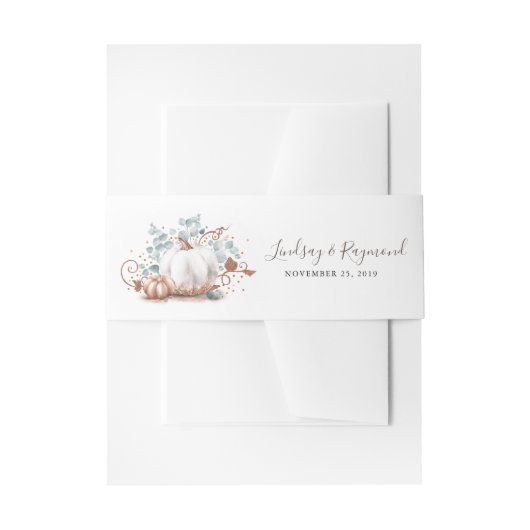 Roos Goud en Witte Pompoen Herfst Oogst Uitnodigingen Wikkel (Voorkant Voorbeeld)