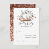 Roos Goud en Witte Pompoenen Herfst Bruiloft RSVP (Voorkant / Achterkant)
