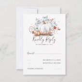Roos Goud en Witte Pompoenen Herfst Bruiloft RSVP Kaartje (Voorkant)