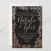 Roos Goud en Zwart Bloemen Schets Lijst Classic Kaart (Voorkant)