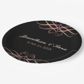 Roos Goud en Zwart, Elegant Gepersonaliseerde Brui Papieren Bordje (Gekanteld)