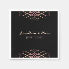 Roos Goud en Zwart, Elegant Gepersonaliseerde Brui Servet