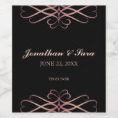 Roos Goud en Zwart, Elegant Gepersonaliseerde Brui Wijn Etiket (Enkel label)